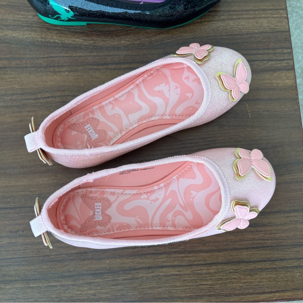 Wicked Pink Glitter Butterfly Kids Dress Shoes